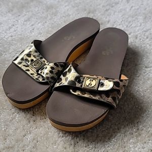 Flogg Sandals Size 8 Leopard Print Womens
